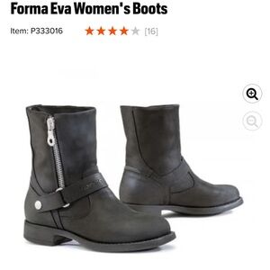 Forma Women Eva Black Leather Riding Boots Drytex UK 42 US 11 Silver Motorcycle